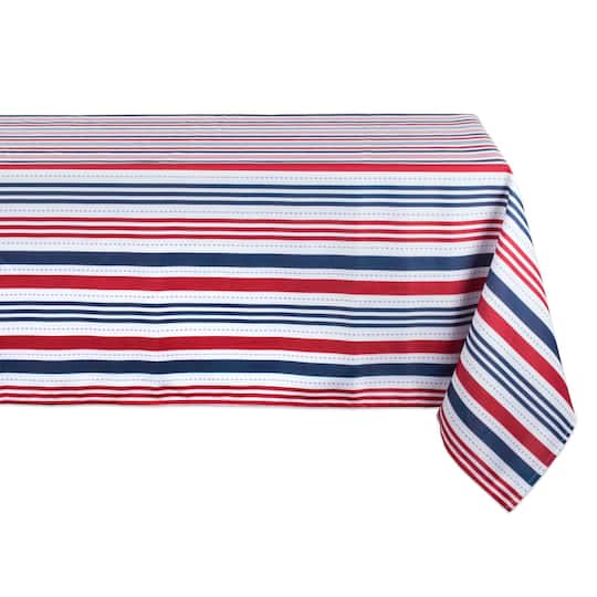 Design Imports Patriotic Stripe Outdoor Tablecloth, One Size, Multiple Colors